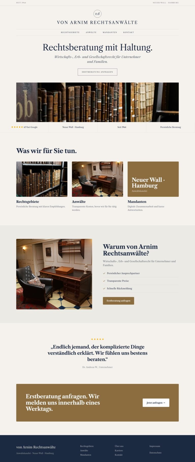 Webdesign Referenz: Website für Anwaltskanzlei (von Arnim Rechtsanwälte), Designkonzept von VELNOR Studio
