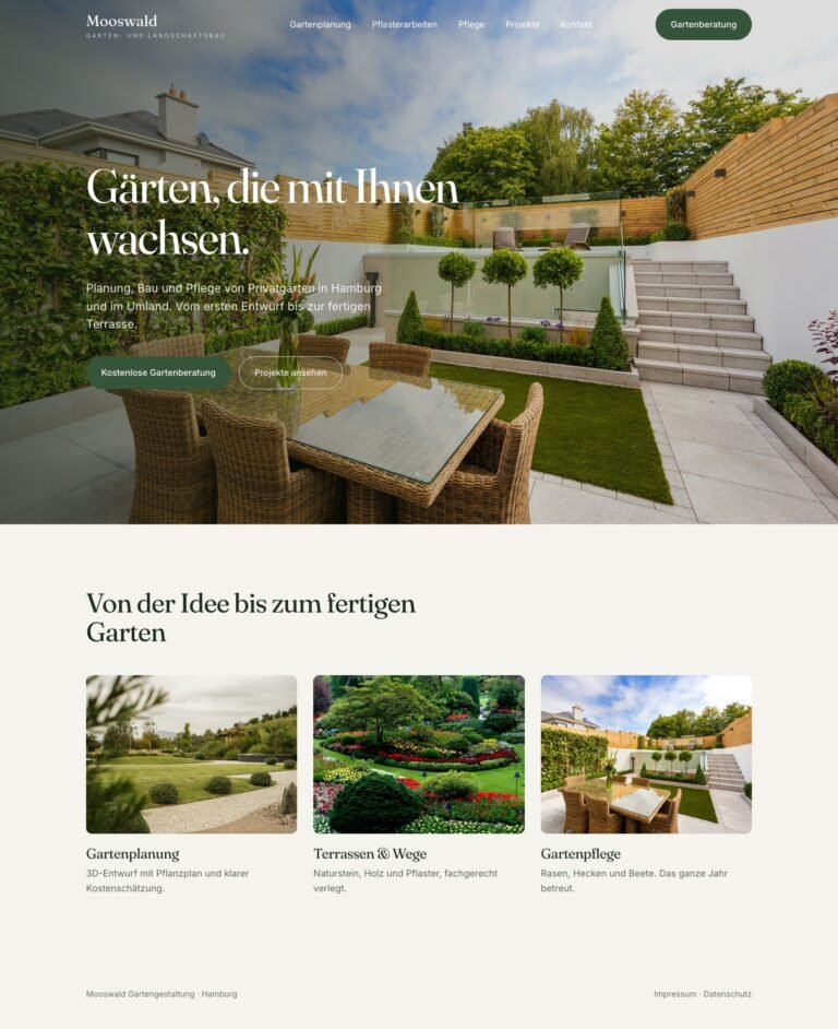 Webdesign für Garten- und Landschaftsbau: Designbeispiel einer Gartenbau-Website