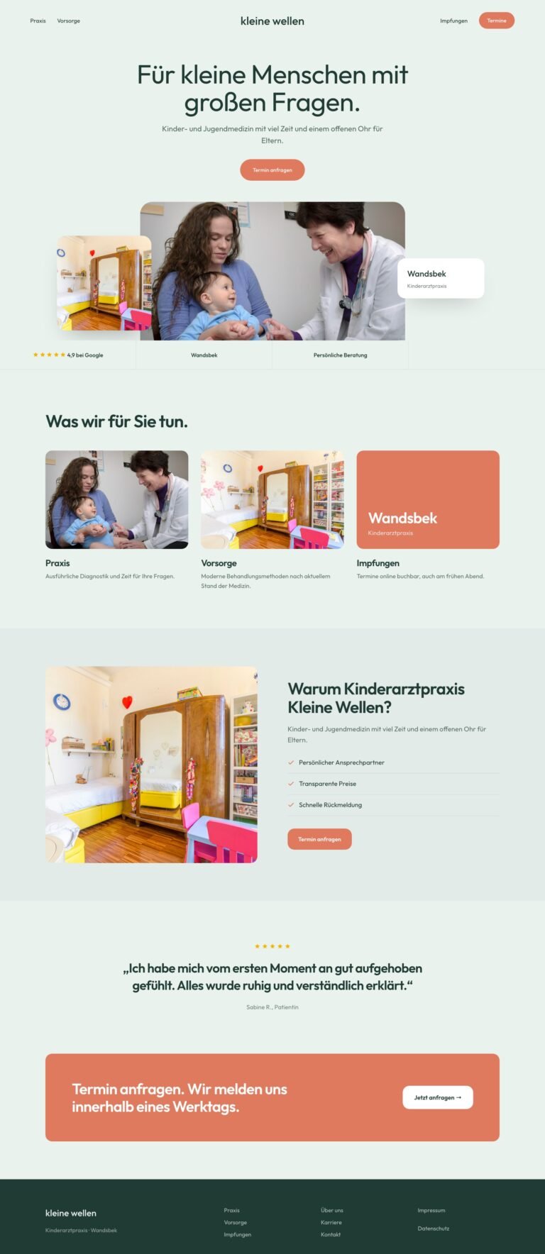Webdesign Referenz: Website für Kinderarztpraxis (Kinderarztpraxis Kleine Wellen), Designkonzept von VELNOR Studio