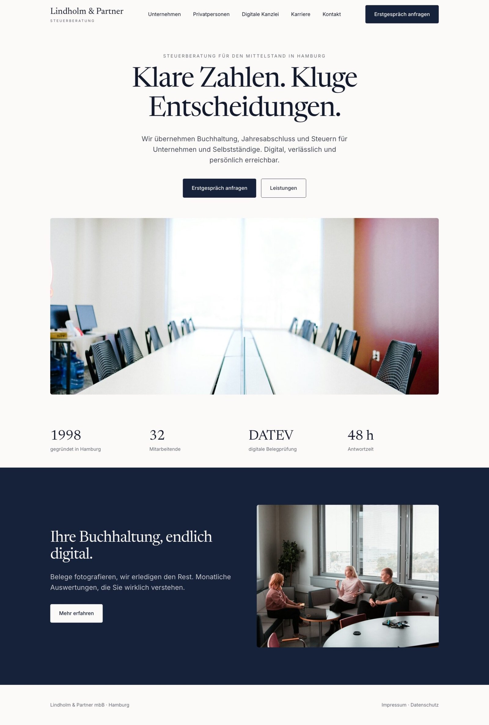 Webdesign für Steuerberater und Kanzleien: Designbeispiel einer Kanzlei-Website