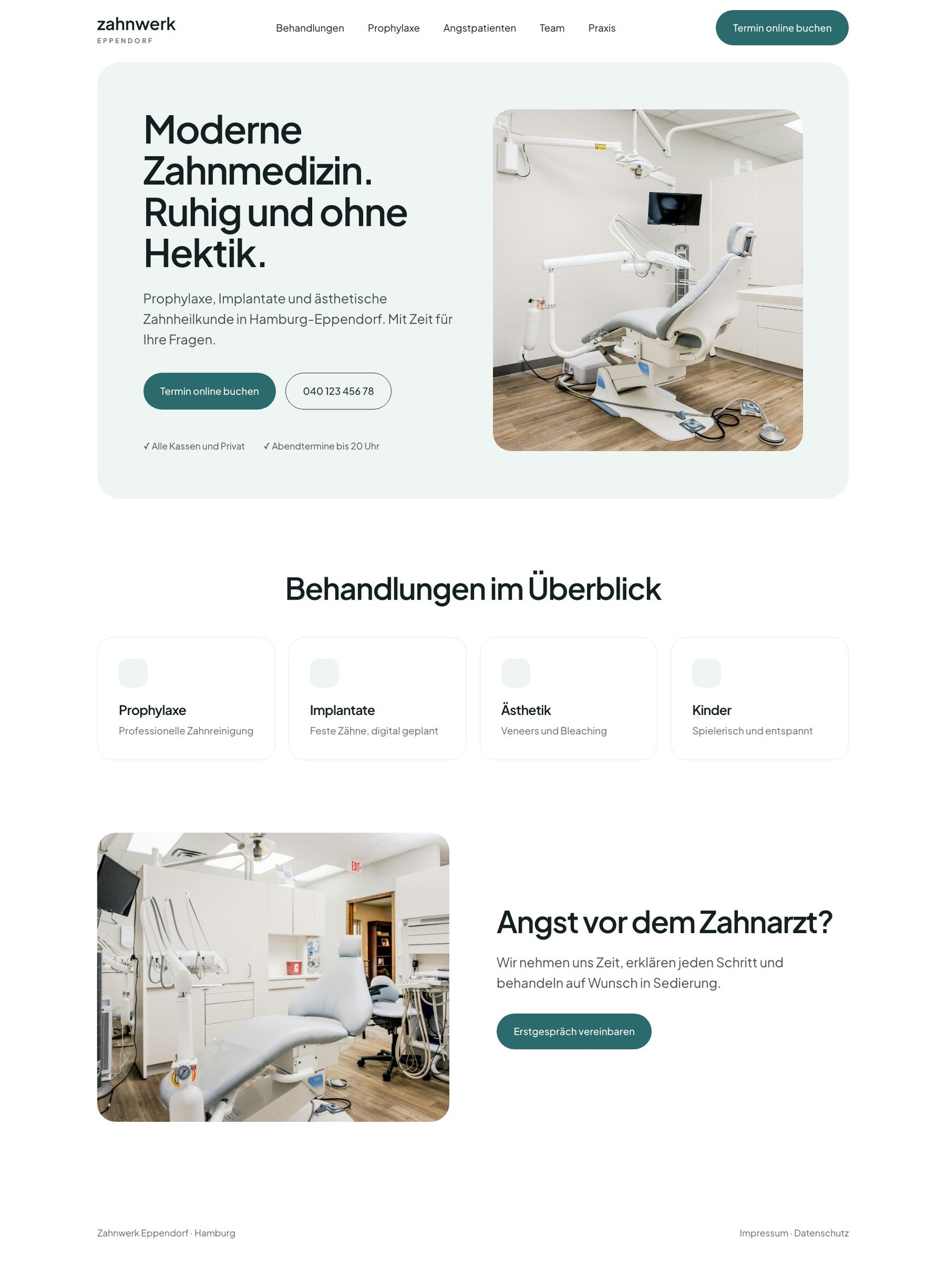 Webdesign für Arztpraxen: Designbeispiel einer Zahnarzt-Website mit Online-Terminbuchung